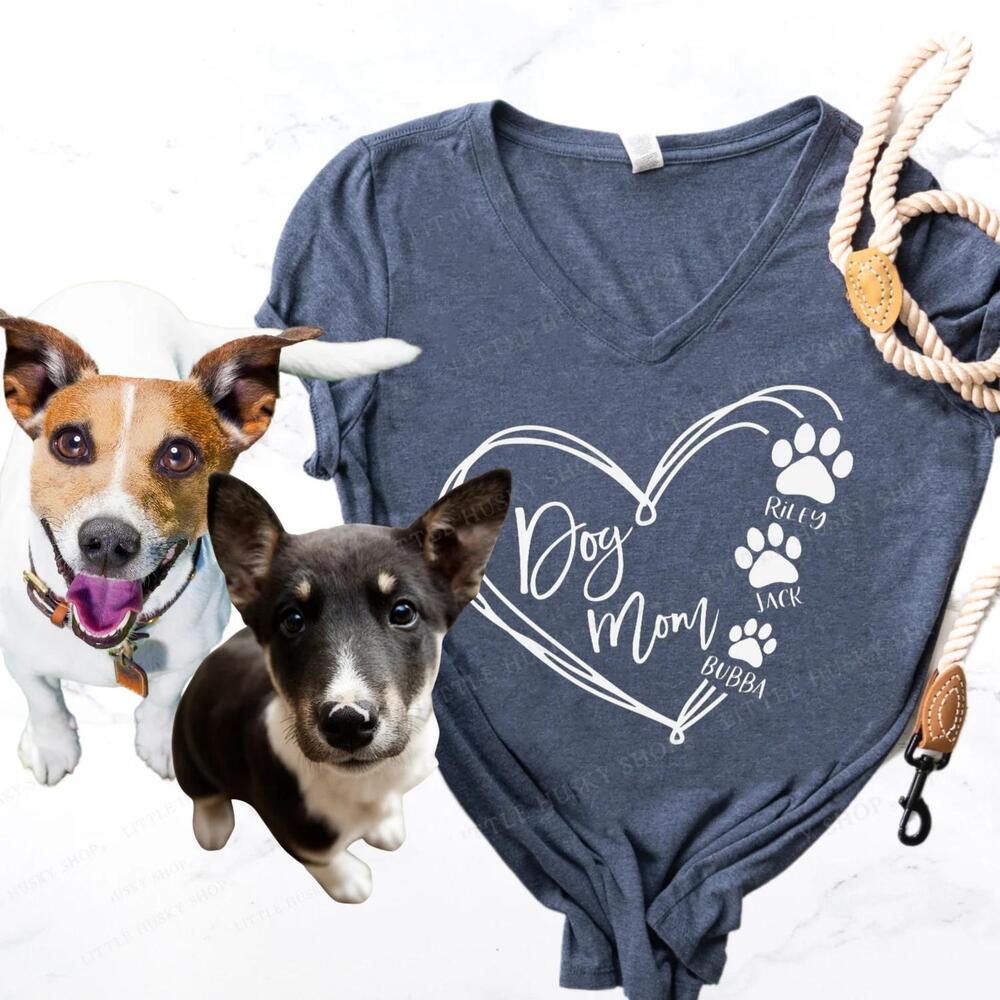 Dog Mom Paw Print Name Shirt - Pet Name Pawprints Shirt